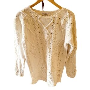 Rebecca Stone Vintage Cottage Core Granny Core Ivory Romantic Style Swtr Size Sm